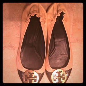 Tory Burch tan and black flats